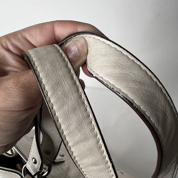 Coach Studded Carryall Applique Gray Leather Shoulder Handbag Off White F16273 - Picture 7 of 15